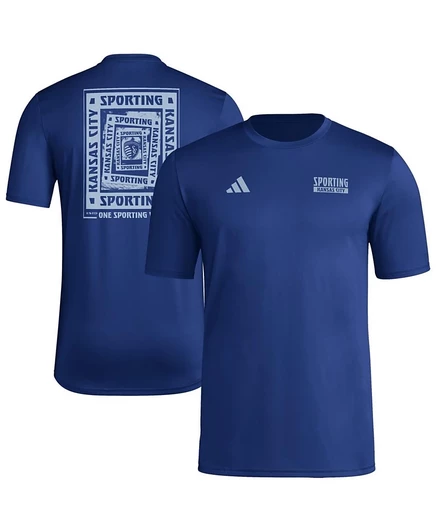 Мужская футболка Adidas Sporting KC с принтом, темно-синяя