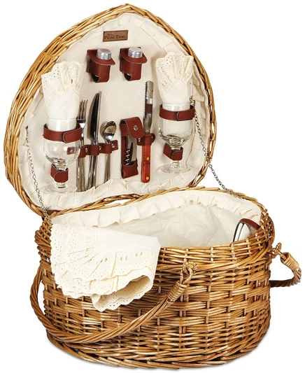 Корзина для пикника Picnic Time в форме сердца, белая