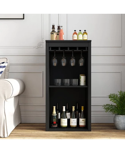 Модульный винный барный шкаф Streamdale Furniture с ящиком для хранения черного цвета