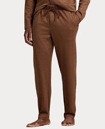 Мужские пижамные брюки Polo Ralph Lauren в ёлочку, на кулиске, коричневые