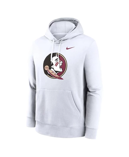 Мужская белая толстовка Nike Florida State Seminoles Prime Time Evergreen Club с флисовым капюшоном white