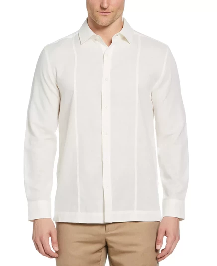  Мужская рубашка Guayabera с длинным рукавом и пуговицами спереди coconut milk