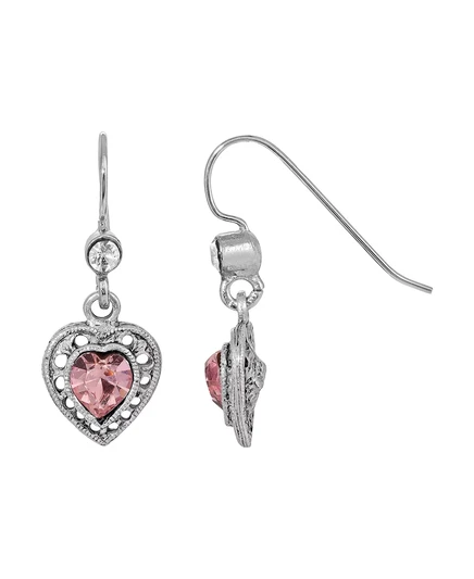 Серьги 2028 Crystal Heart подвесные, розовые