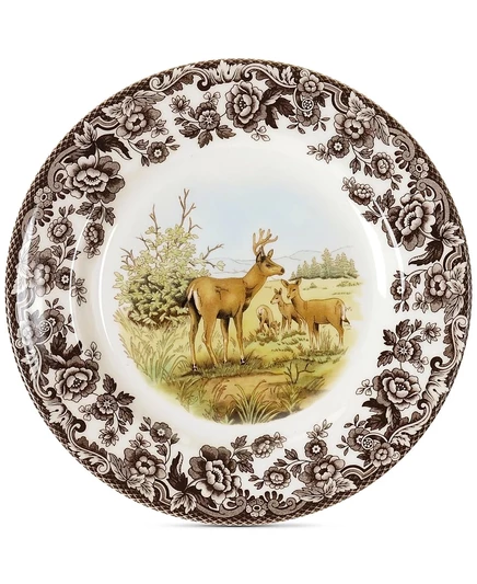 Салатная тарелка Spode Woodland с оленем, коричневая