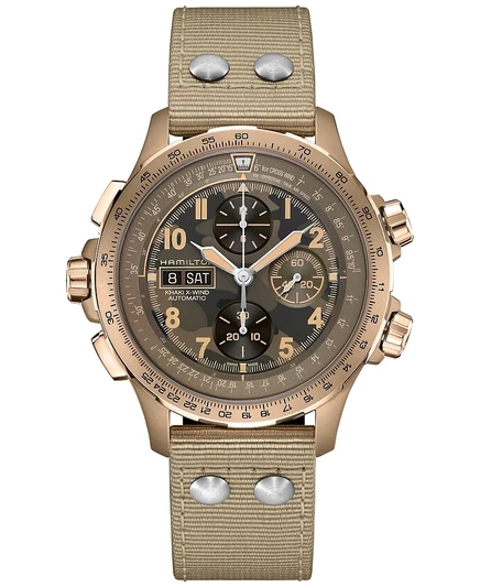 Мужские часы Hamilton Khaki X-Wind автомат, 45 мм, бежевый текстильный ремешок