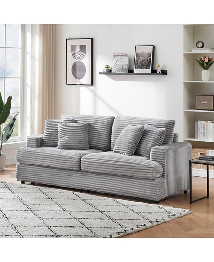 Вельветовый 3-местный диван Streamdale Furniture с 4 подушками - Серый