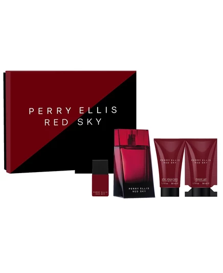 Red Sky, 4 шт. Подарочный набор из туалетной воды, геля для душа, бальзама для бритья и спрея для путешествий
