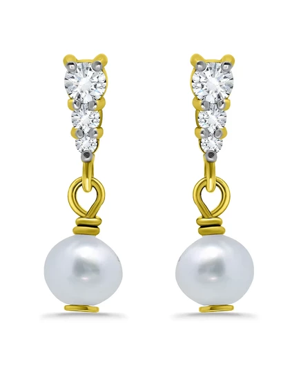 Серьги Macy's с культивированным жемчугом и фианитами, позолоченные