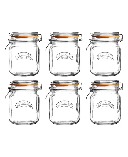 Банки Kilner квадратные с зажимом 1 л, набор 6 шт.