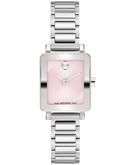 Швейцарские кварцевые часы из нержавеющей стали Movado Women's Bold Evolution 2.0 Mini Tank, серебристые, 20x23 мм