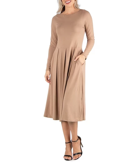 Женское платье миди 24seven Comfort Apparel, пшеничное