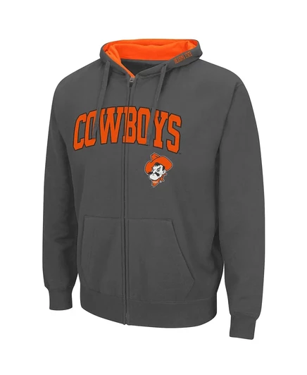Мужская толстовка Colosseum Oklahoma State Cowboys Arch & Logo 3.0 с капюшоном на молнии charcoal