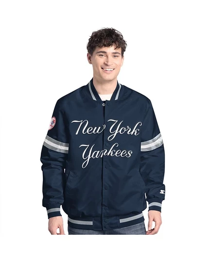 Мужская куртка для начинающих скаутов New York Yankees, темно-синяя, с застежкой на молнию