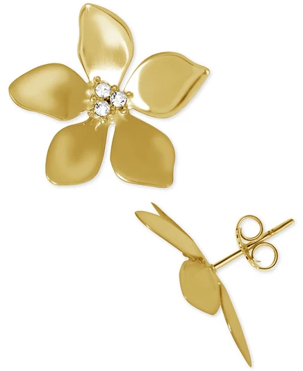 Женские серьги-гвоздики Essentials Crystal Flower позолоченные, золотистые