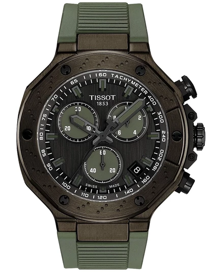 Мужские часы Tissot T-Race, хронограф 45 мм, зеленый