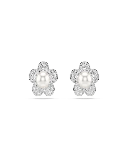 Серьги-гвоздики Ariana Grande x Swarovski® с родиевым покрытием и перламутром в виде цветка серого цвета