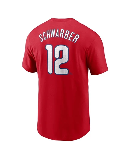 Мужская футболка Nike Kyle Schwarber Red Philadelphia Phillies с фирменным номером Fuse от Nike red