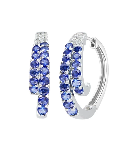 Серьги-кольца Macy's из серебра с рубином 1 кт, синие