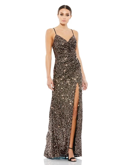 Женское платье Mac Duggal Ieena в пайетках, золотое