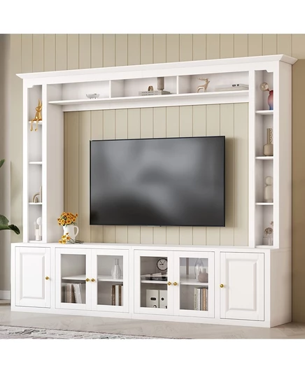 Настенный блок для современного развлекательного центра Streamdale Furniture - подставка для телевизора 80 мм, черно-белая