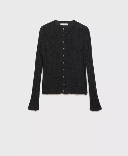 Женский кардиган из трикотажа на пуговицах Mango dark heather gray