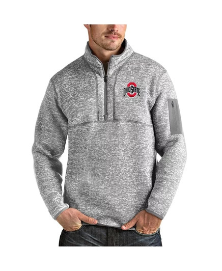 Мужская куртка-пуловер Half-Zip от Antigua Heather Grey из штата Огайо Buckeyes Fortune heather gray