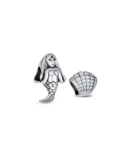 Шармы Bling Jewelry ракушка и русалка, серебристые