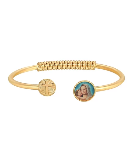 Браслет Symbols Of Faith позолоченный с крестом и иконой, диаметр 6,4 см