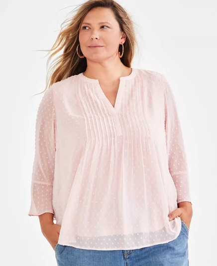  Блузка на завязках большого размера, эксклюзивно в Macy's veiled rose