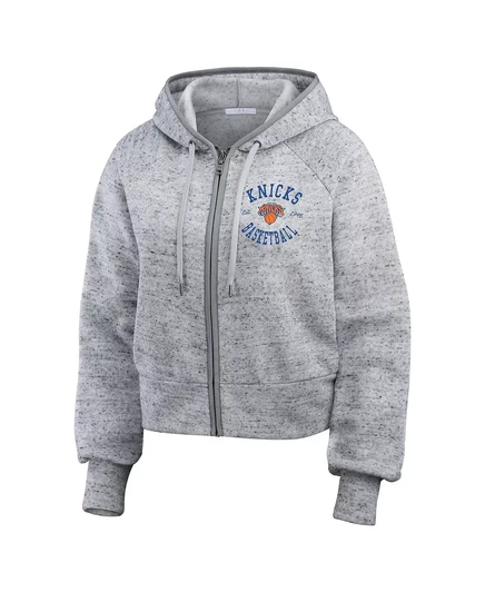 Женская толстовка с капюшоном на молнии Heather Grey New York Knicks от Erin Andrews с радиатором в крапинку от Erin Andrews heather gray