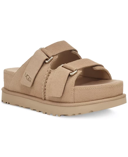 Женские босоножки на платформе UGG Goldenstar Hi Slide с двойным ремешком sand