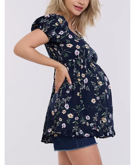 Топ-сорочка с открытыми плечами и коротким рукавом для беременных - Motherhood navy blazer
