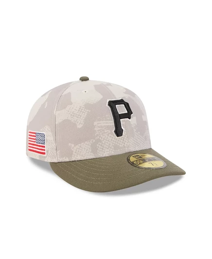 Мужская приталенная шляпа New Era светло-бежевого/оливкового цвета Pittsburgh Pirates 2025, День Вооруженных сил, 59-я пятидесятилетняя light beige, olive