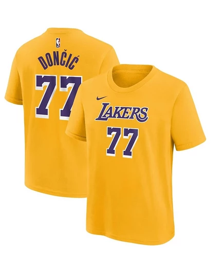 Мужская футболка Nike Luka Doncic Gold Los Angeles Lakers Icon Edition с именным номером gold