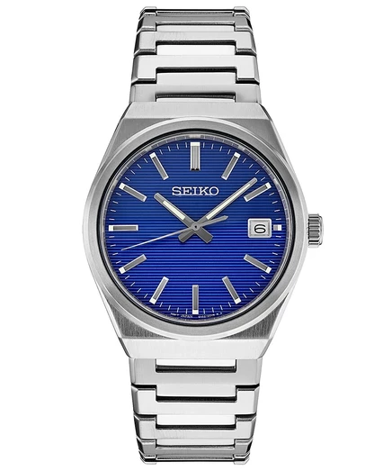 Мужские часы Seiko Essentials 39 мм, сталь, синий циферблат
