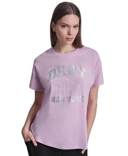 Женская футболка DKNY Sport New York 1989 с логотипом, розовая