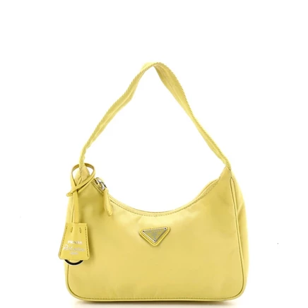 Женская сумка Prada Mini Re-Edition 2000 Hobo Tessuto, желтая