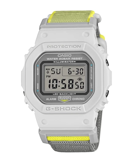 Мужские японские кварцевые цифровые часы G-Shock из серой и желтой ткани, 42,8 мм, черные