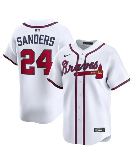 Мужская футболка Nike Deion Sanders White Atlanta Braves Limited для игроков белого цвета