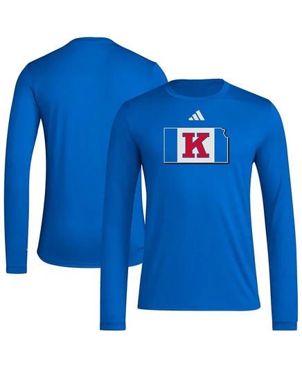 Мужской лонгслив Adidas Kansas Jayhawks State Outline, синий