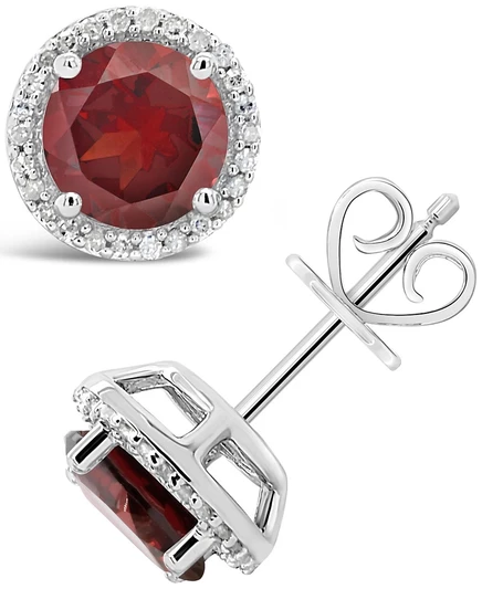 Женские серьги Macy's с бриллиантами, серебро, гранат