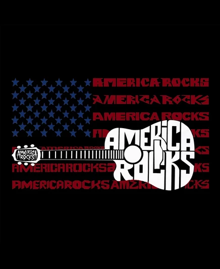 Мужская футболка премиум-класса America Rocks с надписью Word Art в стиле поп-арт от LA Pop Art black