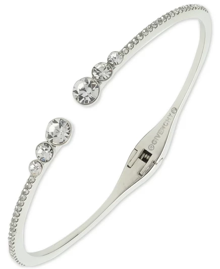 Браслет-кафф Givenchy Pavé открытый, серебристый