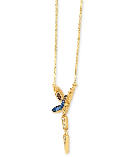 Ювелирная коллекция Le Vian Ombré®-Кольцо со стрекозой из множества драгоценных камней и бриллиантов, серьги-капли и колье-подвеска из золота 14 карат