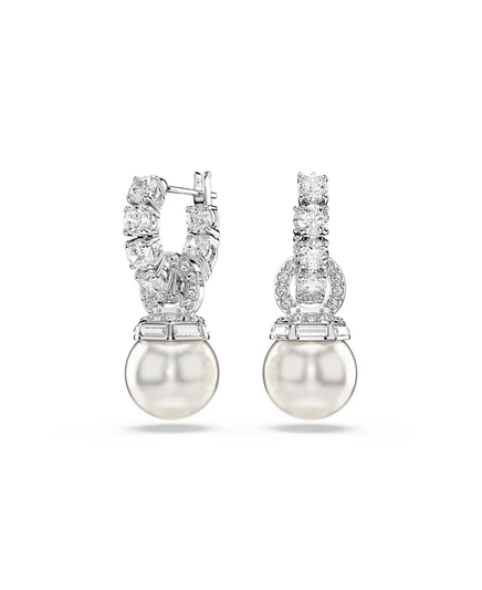 Серьги-подвески Swarovski Matrix с жемчугом, родиевые