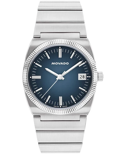 Мужские швейцарские кварцевые часы Movado Ondoplan из нержавеющей стали, 36 мм, серебро