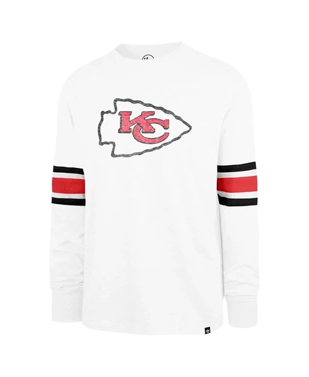 Брендовая мужская белая футболка с длинным рукавом Kansas City Chiefs Gridiron Premier Brex от бренда '47 white