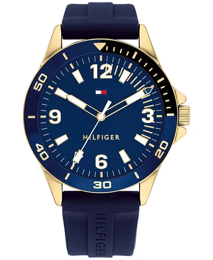 Мужские часы Tommy Hilfiger 44 мм с силиконовым ремешком, синие