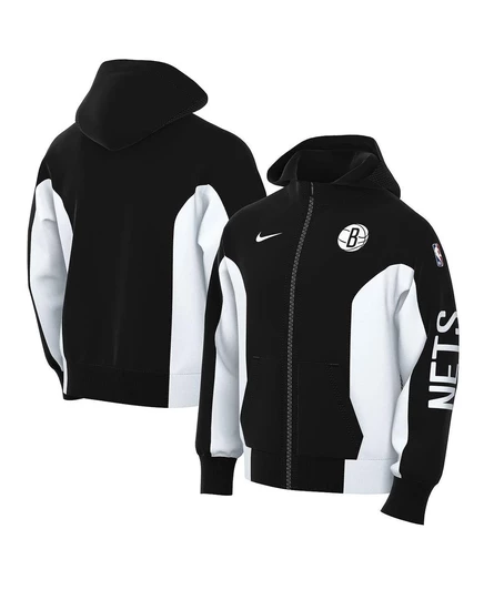 Мужское худи Nike Brooklyn Nets 2023/24 на молнии, черное