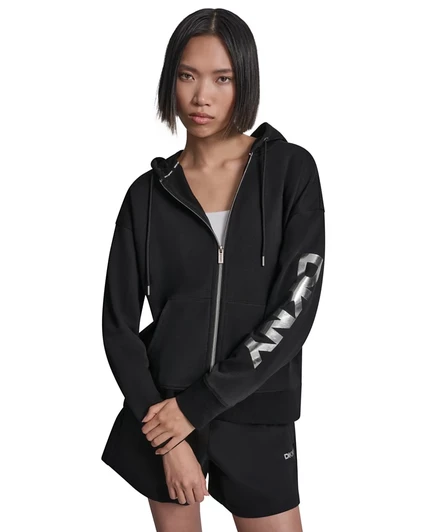 Женское худи DKNY Sport на молнии, черное